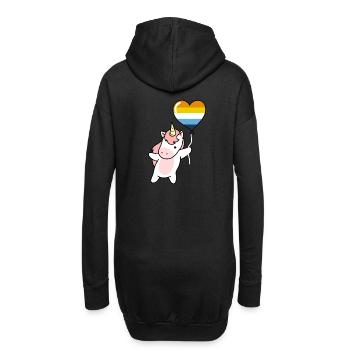 Einhorn Herzballon Aroace - Hoodie-Kleid - Schwarz - Hinten