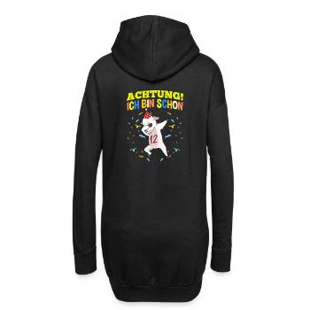 Achtung Ich Bin Schon 12 Geburtstag Ziege - Hoodie-Kleid - Schwarz - Hinten