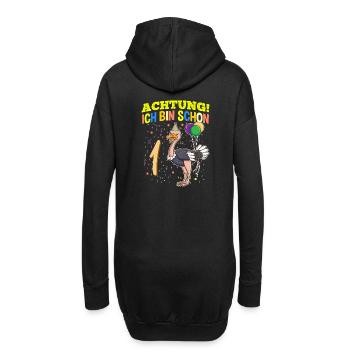 Achtung Ich Bin Schon 1 Tier Geburtstag Strauß - Hoodie-Kleid - Schwarz - Hinten