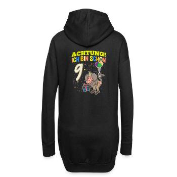 Achtung Ich Bin Schon 9 Tier Geburtstag Pavian - Hoodie-Kleid - Schwarz - Hinten