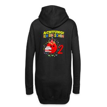 Achtung Ich Bin Schon 2 Geburtstag Tomate - Hoodie-Kleid - Schwarz - Hinten