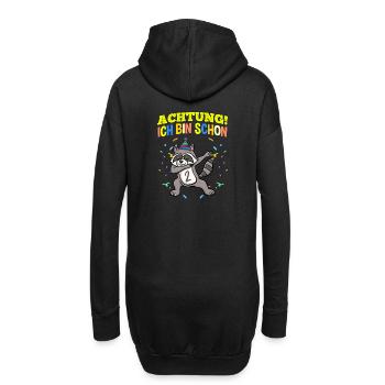 Achtung Ich Bin Schon 2 Geburtstag Waschbär - Hoodie-Kleid - Schwarz - Hinten
