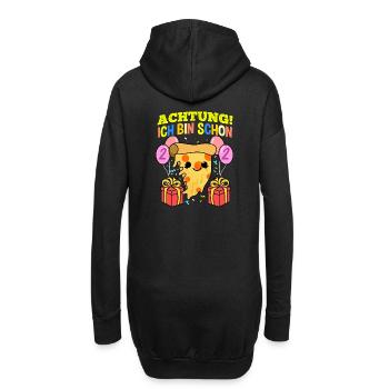 Achtung Ich Bin Schon 2 Geburtstag Pizza - Hoodie-Kleid - Schwarz - Hinten