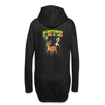 Achtung Ich Bin Schon 2 Geburtstag Gazelle - Hoodie-Kleid - Schwarz - Hinten