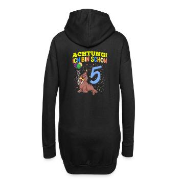 Achtung Ich Bin Schon 5 Tier Geburtstag Walross - Hoodie-Kleid - Schwarz - Hinten