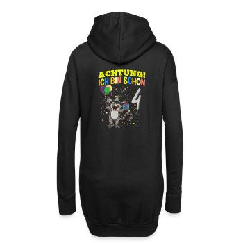 Achtung Ich Bin Schon 4 Tier Geburtstag Lemur Affe - Hoodie-Kleid - Schwarz - Hinten
