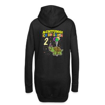 Achtung Ich Bin Schon 2 Geburtstag Schildkröte - Hoodie-Kleid - Schwarz - Hinten