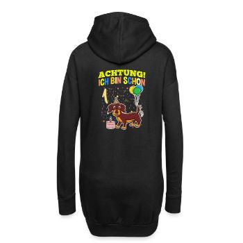 Achtung Ich Bin Schon 1 Tier Geburtstag Dackel - Hoodie-Kleid - Schwarz - Hinten