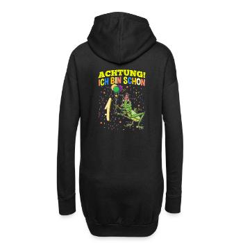 Achtung Ich Bin Schon 1 Tier Geburtstag Grashüpfer - Hoodie-Kleid - Schwarz - Hinten