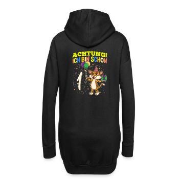Achtung Ich Bin Schon 1 Tier Geburtstag Leopard - Hoodie-Kleid - Schwarz - Hinten