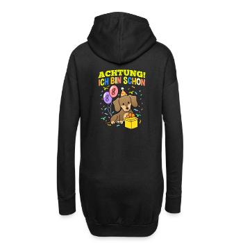 Achtung Ich Bin Schon 8 Geburtstag Dackel - Hoodie-Kleid - Schwarz - Hinten