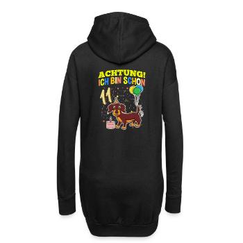 Achtung Ich Bin Schon 11 Tier Geburtstag Dackel - Hoodie-Kleid - Schwarz - Hinten
