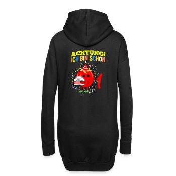 Achtung Ich Bin Schon 1 Geburtstag Tomate - Hoodie-Kleid - Schwarz - Hinten