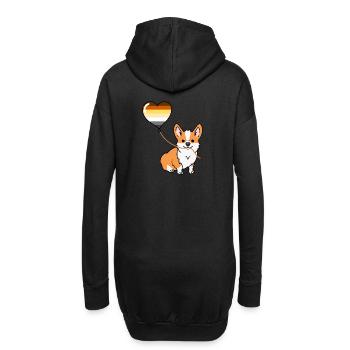 Corgi mit Gay Bear Pride Luftballon - Hoodie-Kleid - Schwarz - Hinten
