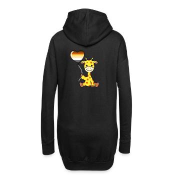 Giraffe mit Gay Bear Ballon - Hoodie-Kleid - Schwarz - Hinten