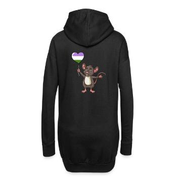 Maus Herzballon Genderqueer Pride - Hoodie-Kleid - Schwarz - Hinten