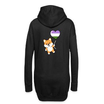 Shiba Inu Herzballon Genderqueer - Hoodie-Kleid - Schwarz - Hinten