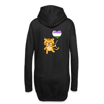 Tiger Herzballon Genderqueer Pride - Hoodie-Kleid - Schwarz - Hinten