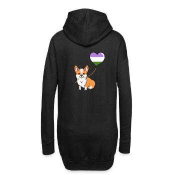 Corgi avec ballon Genderqueer - Sweat-shirt à capuche long Femme - noir - Dos