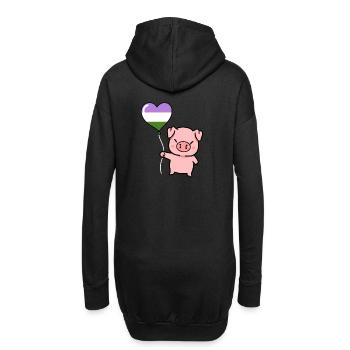 Schwein Herzballon Genderqueer Pride - Hoodie-Kleid - Schwarz - Hinten