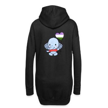 Elefant Herzballon Genderqueer Pride - Hoodie-Kleid - Schwarz - Hinten