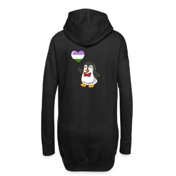 Pinguin Herzballon Genderqueer Pride - Hoodie-Kleid - Schwarz - Hinten