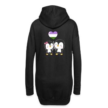 Genderqueer Pride Penguin Paire - Sweat-shirt à capuche long Femme - noir - Dos