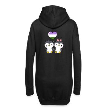 Couple de pingouins Genderqueer Pride - Sweat-shirt à capuche long Femme - noir - Dos