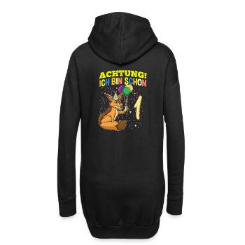 Achtung Ich Bin Schon 1 Tier Geburtstag Schakal - Hoodie-Kleid - Schwarz - Hinten
