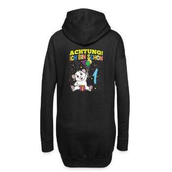 Achtung Ich Bin Schon 1 Tier Geburtstag Eisbär - Hoodie-Kleid - Schwarz - Hinten
