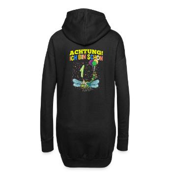 Achtung Ich Bin Schon 1 Tier Geburtstag Libelle - Hoodie-Kleid - Schwarz - Hinten