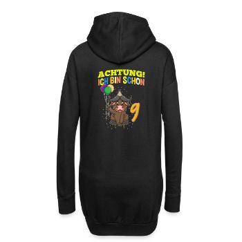 Achtung Ich Bin Schon 9 Geburtstag Büffel Bison - Hoodie-Kleid - Schwarz - Hinten