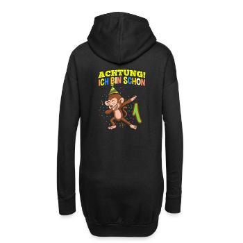 Achtung Ich Bin Schon 1 Geburtstag Affen - Hoodie-Kleid - Schwarz - Hinten