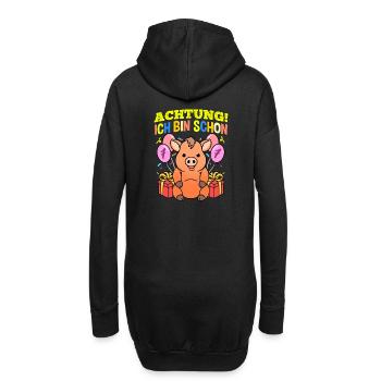 Achtung Ich Bin Schon 7 Geburtstag Warzenschwein - Hoodie-Kleid - Schwarz - Hinten