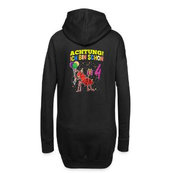 Achtung Ich Bin Schon 4 Tier Geburtstag Ameise - Hoodie-Kleid - Schwarz - Hinten