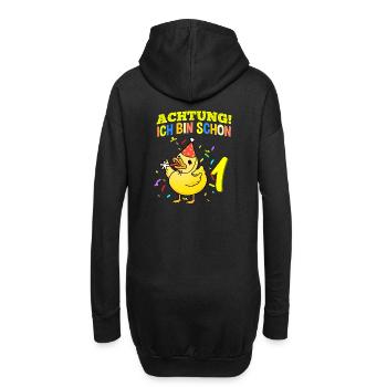 Achtung Ich Bin Schon 1 Geburtstag Ente - Hoodie-Kleid - Schwarz - Hinten