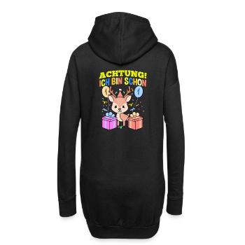 Achtung Ich Bin Schon 1 Geburtstag Hirsch - Hoodie-Kleid - Schwarz - Hinten