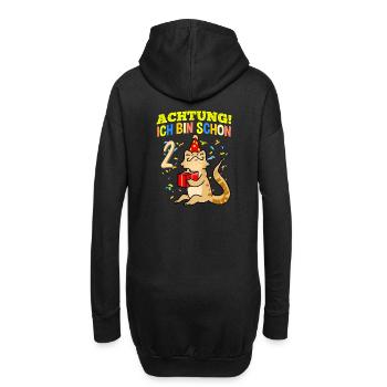 Achtung Ich Bin Schon 2 Geburtstag Bartagame - Hoodie-Kleid - Schwarz - Hinten