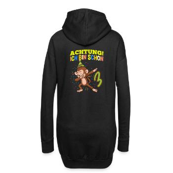 Achtung Ich Bin Schon 3 Geburtstag Affen - Hoodie-Kleid - Schwarz - Hinten