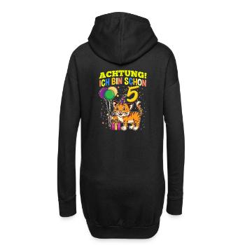 Achtung Ich Bin Schon 5 Tier Geburtstag Tiger - Hoodie-Kleid - Schwarz - Hinten