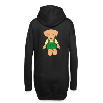 Petit chien mignon dessin - Sweat-shirt à capuche long Femme - noir - Dos