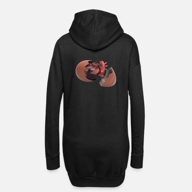 Herz im Ei - Hoodie-Kleid - Schwarz