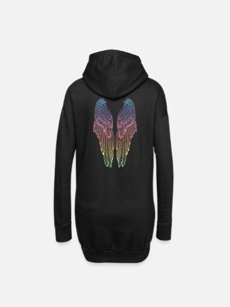 Lange Regenbogenflügel - Hoodie-Kleid - Schwarz