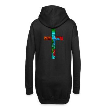 Croiser Jésus Dieu Religion crucifix coloré coloré - Sweat-shirt à capuche long Femme - noir - Dos
