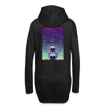 Skull Fleurs Rose Nuage - Sweat-shirt à capuche long Femme - noir - Dos