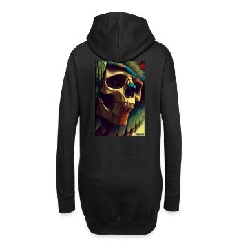 Squelette de plume de perroquet de crâne - Sweat-shirt à capuche long Femme - noir - Dos