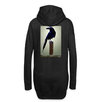 Mystisch Nacht blau Rabe Vogel - Hoodie-Kleid - Schwarz - Hinten