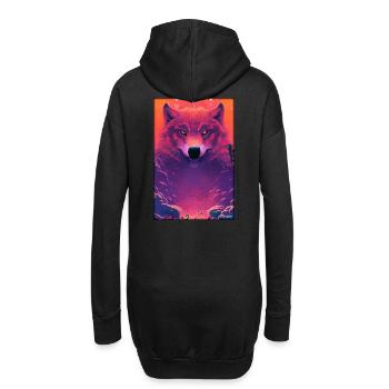 Loup Animal Motif Nature Nuages sauvages Mystique - Sweat-shirt à capuche long Femme - noir - Dos