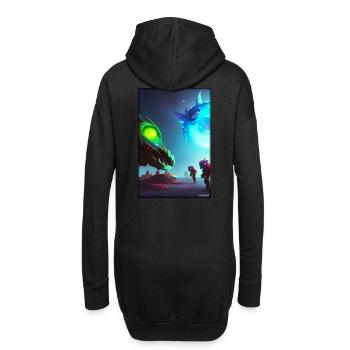 Alien Drache Weltraum Galaxie Universum Planet - Hoodie-Kleid - Schwarz - Hinten