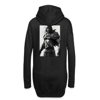 Krieger Schwert Vintage Schwarz Weiß 1 - Hoodie-Kleid - Schwarz - Hinten